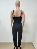 Solid Ribbed Sleeveless Spaghetti Strap Jumpsuits LSD-8826