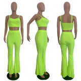 Sexy Slip Crop Top Flared Pants 2 Piece Sets LSD-8670