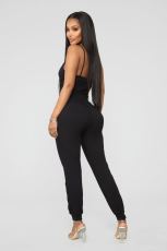 Solid Ribbed Sleeveless Spaghetti Strap Jumpsuits LSD-8826