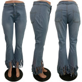 Plus Size Denim Tassel Jeans LSD-8679