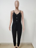 Solid Ribbed Sleeveless Spaghetti Strap Jumpsuits LSD-8826