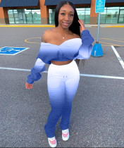 Plus Size Printed Batwing Sleeve Two Piece Sets LSD-88768