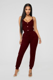 Solid Ribbed Sleeveless Spaghetti Strap Jumpsuits LSD-8826