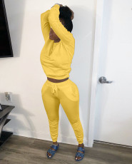 Plus Size Solid Long Sleeve Stacked Pants 2 Piece Sets LSD-8737