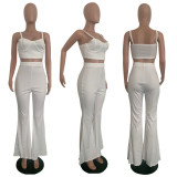 Sexy Slip Crop Top Flared Pants 2 Piece Sets LSD-8670