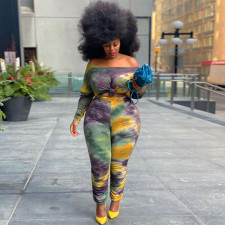Plus Size Tie Dye Long Sleeve 2 Piece Sets OSIF-21045