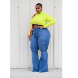 Plus Size Fat MM Denim Flared Jeans HSF-2295