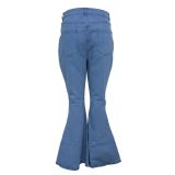 Plus Size Fat MM Denim Flared Jeans HSF-2295