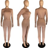 Solid Long Sleeve Two Piece Pants Set LM-8217