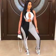 Sexy Patchwork Hollow Out Sleeveless Jumpsuits MDF-5210