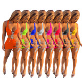 Sexy Sleeveless Lace Up Hollow 2 Piece Skirt Sets IV-8164