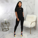 Casual Solid Short Sleeve Two Piece Pants Set SMR-9683_2