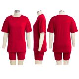 Solid T Shirt And Shorts Two Piece Sets SMR-9683_1