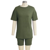 Solid T Shirt And Shorts Two Piece Sets SMR-9683_1