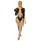 Plus Size Mesh Patchwork Long Sleeve Jumpsuit YIM-169