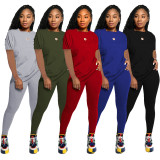 Casual Solid Short Sleeve Two Piece Pants Set SMR-9683_2