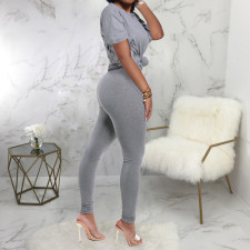 Casual Solid Short Sleeve Two Piece Pants Set SMR-9683_2