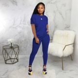 Casual Solid Short Sleeve Two Piece Pants Set SMR-9683_2