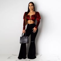 Plus Size Denim Ripped Flared Jeans HSF-2098