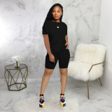 Solid T Shirt And Shorts Two Piece Sets SMR-9683_1