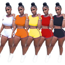 Casual Solid Short Sleeve Two Piece Sets TR-1105