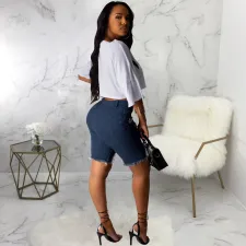 Denim Ripped Hole Jeans Shorts HSF-2075