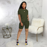 Solid T Shirt And Shorts Two Piece Sets SMR-9683_1