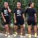 Fashion Casual Letter Printed Short Sleeve Shorts Two Piece Set WAF-7148 