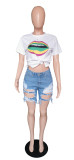 Sexy Hole Fringed Jeans Shorts HMS-5309