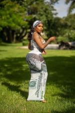 Sexy Dollar Print Slip Maxi Dress With Headscarf  SFY-227