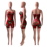 Sexy Printed Off Shoulder Tight Tube Rompers NIK-212