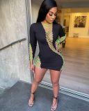 Sexy Lace Up Hollow Out Long Sleeve Mini Club Dress SXF-2102105