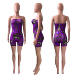 Sexy Printed Off Shoulder Tight Tube Rompers NIK-212