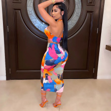 Sexy Halter Crop Top Long Skirt Two Piece Sets SXF-2103-1