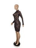 Sexy Printed Long Sleeve Slim Mini Dress CHY-1306