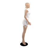 Sexy Sleeveless Ruched Two Piece Shorts Set YIBF-6043