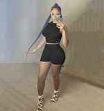 Sexy Sleeveless Ruched Two Piece Shorts Set YIBF-6043