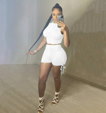 Sexy Sleeveless Ruched Two Piece Shorts Set YIBF-6043