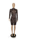 Sexy Printed Long Sleeve Slim Mini Dress CHY-1306