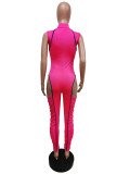 Sexy Sleeveless Zipper Ruched Hollow Jumpsuits MEM-8331