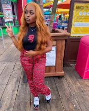 Casual Printed Tank Top+Plaid Stacked Pants 2 Piece Sets QZX-6194