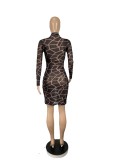 Sexy Printed Long Sleeve Slim Mini Dress CHY-1306