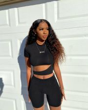 Sexy Short Sleeve Two Piece Shorts Set QZX-6193
