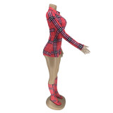 Sexy Printed Long Sleeve Rompers With Stocking OMY-0001