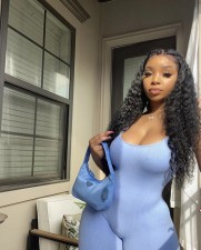 Sexy Solid Sleeveless Skinny Strap Rompers HMS-5435