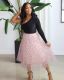 Polka Dot Print Mesh Long Skirt OMY-0007