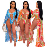Sexy Fashion Printed Swimsuit Cloak 2 Piece set OLYF-6034