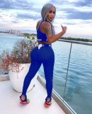 Letter Print One Shoulder Tight Two Piece Sets MOF-6608
