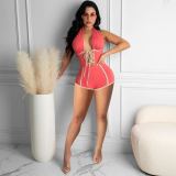 Sexy Halter Backless Lace Up Romper MEM-8334