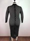 Plus Size 5XL Solid Long Sleeve Hole Maxi Dress OSM-5278